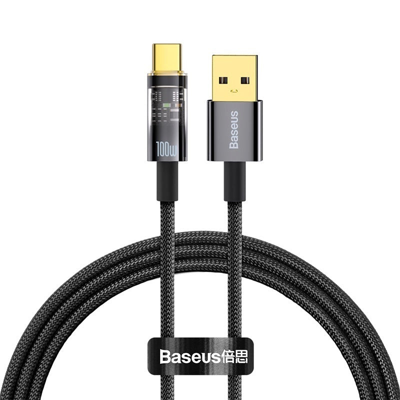 Baseus Explorer Auto Power-Off USB to Type-C 100W Fast Charging Cable - 1M