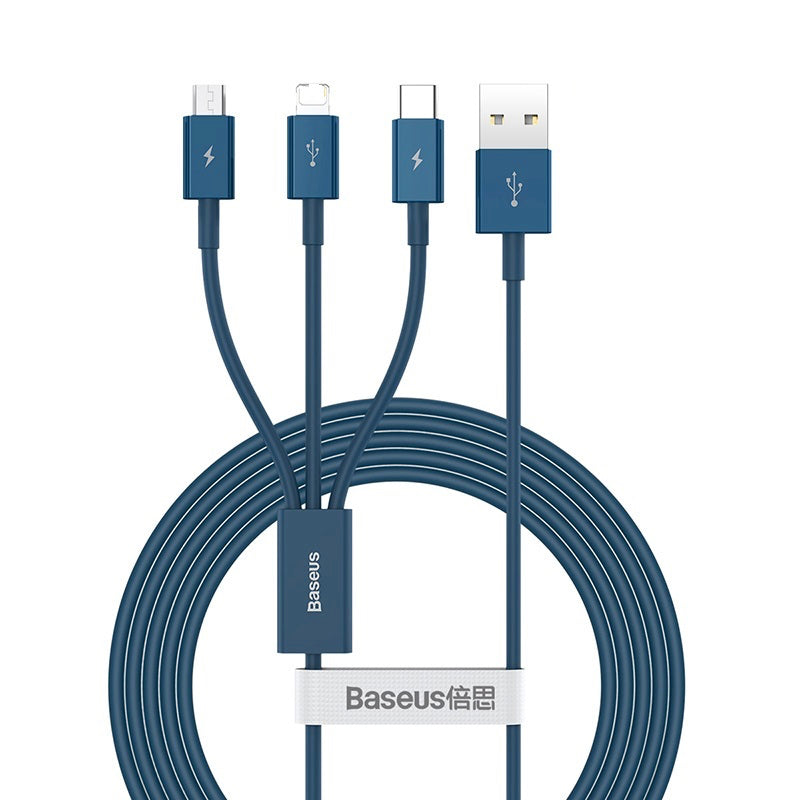 Baseus Superior USB to M+L+C 3.5A Fast Charging Data Cable