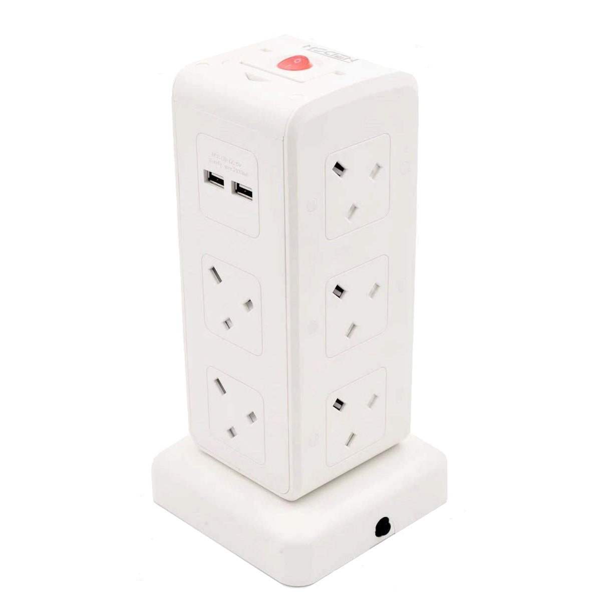 Morries MS-104TUSB 3M Tower 10-Way Extension Socket with 4 USB Ports