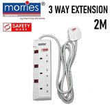 Morries MS-3233 3-Way 2M Extension Cord with Surge Protector