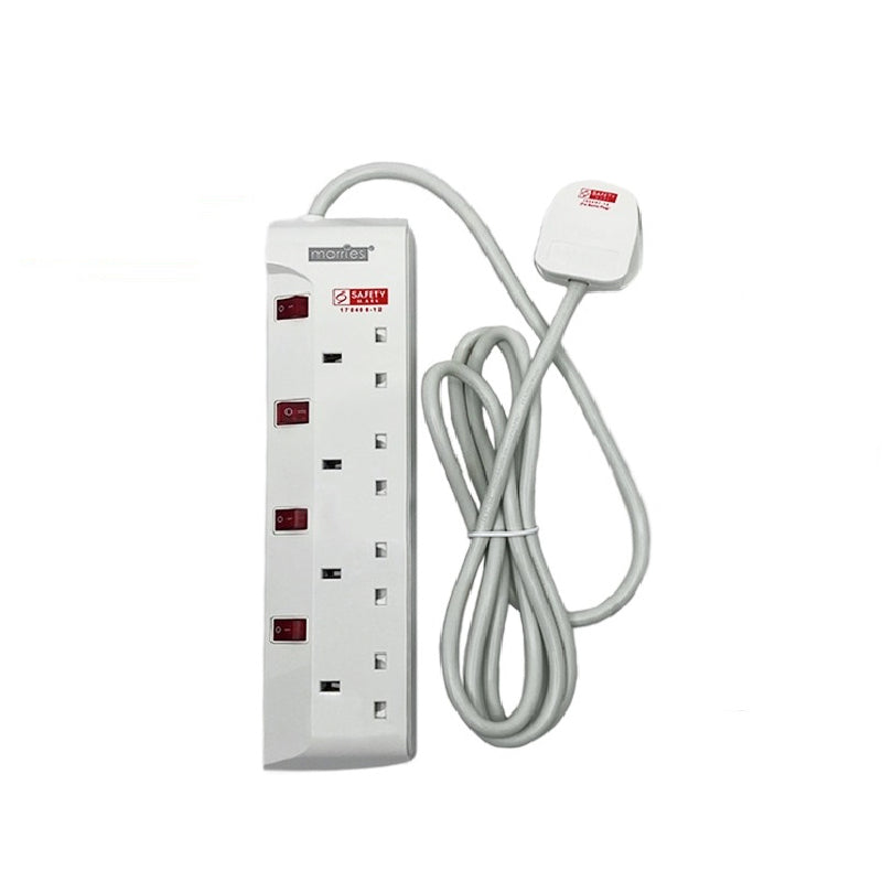 Morries MS-3244 4-Way 3M Extension Cord with Surge Protector