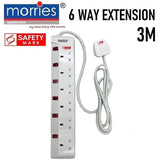 Morries MS-3266 6-Way 3M Extension Cord with Surge Protector