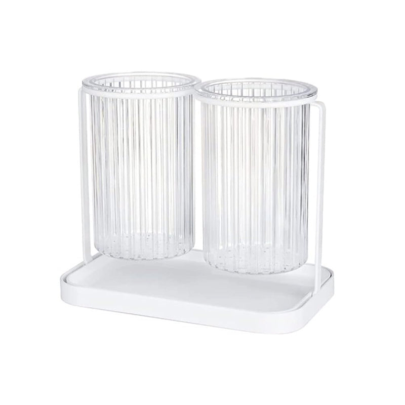 Transparent Cutlery Holder with Drainer - 2 Cup